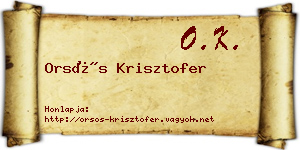 Orsós Krisztofer névjegykártya